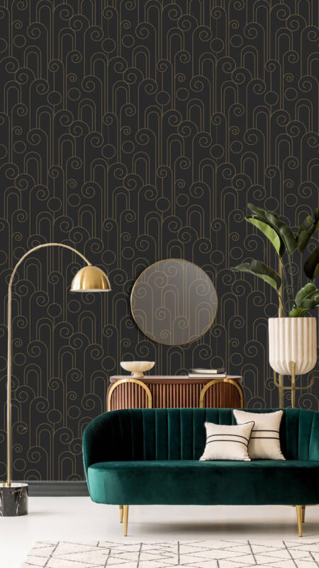 Mörk tapet i Art Deco inspirerad inredning