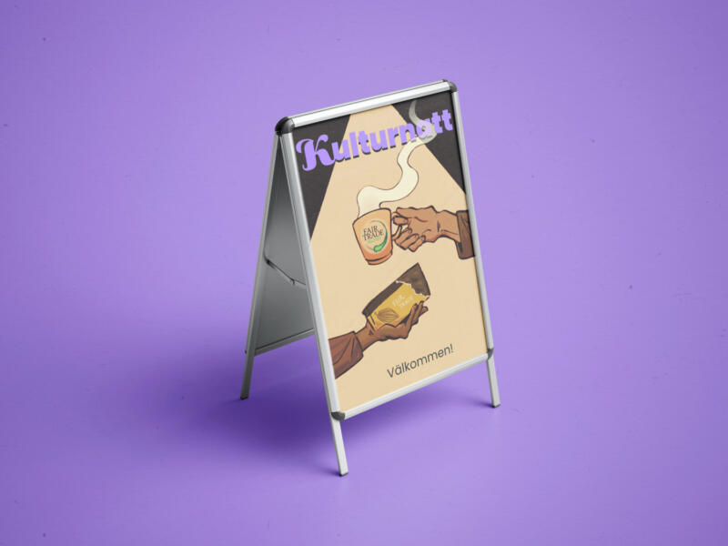 Mockup på en gatupratare som visar affischen.