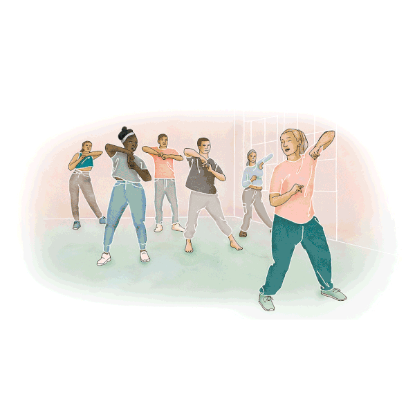 Illustrationer i ett bildspel av olika människor med funktionsnedsättning