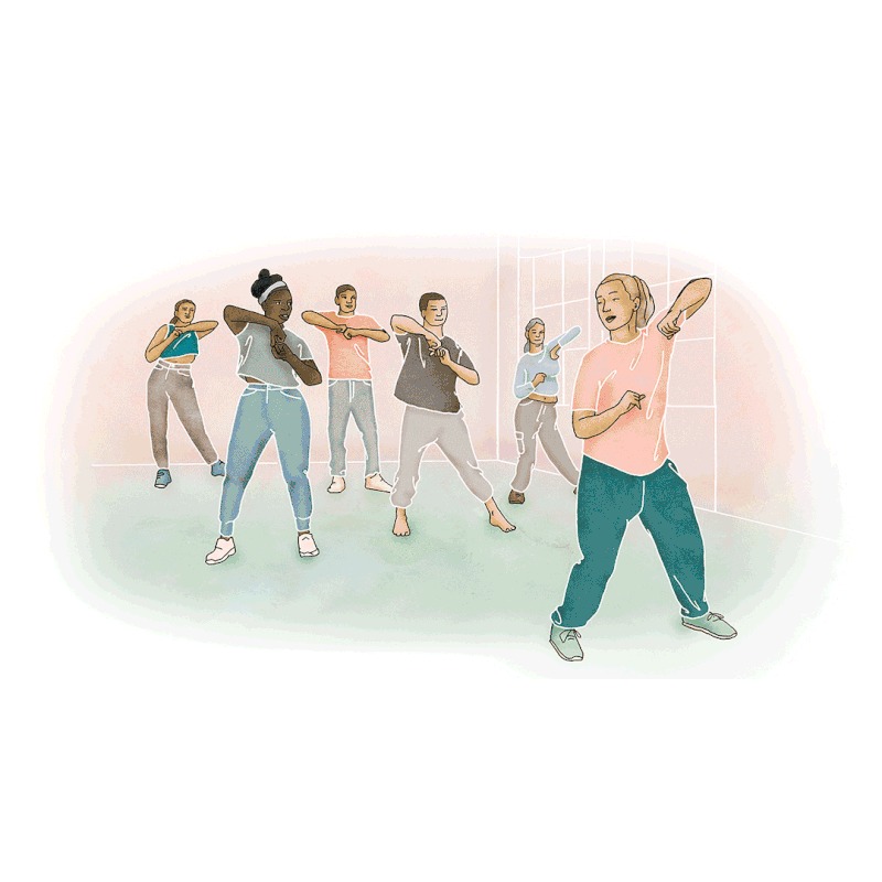 Illustrationer i ett bildspel av olika människor med funktionsnedsättning