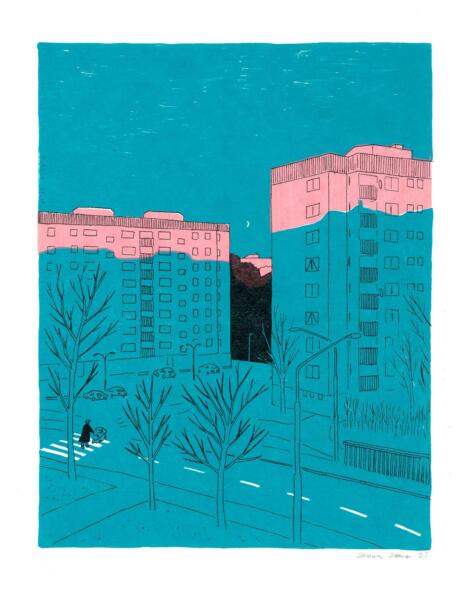 Sebastian Larsmo´s screen print The Moon and the Baby