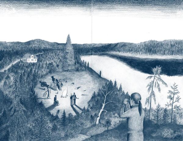 Illustration i blyerts till Stacken av Annika Norlin.