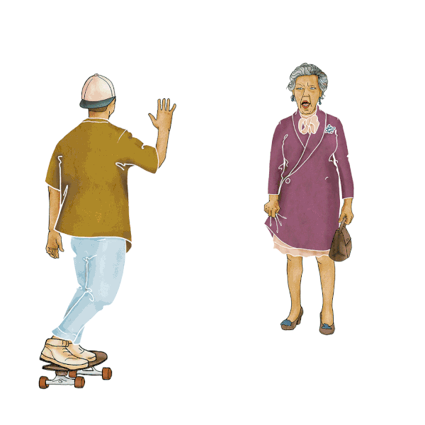 Bildspel av illustration till läromedel, fransk språk bok för gymnasieelever