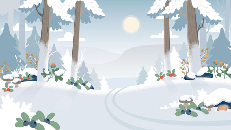Konceptillustration i vektorformat. Dalarnas skog och natur. Orsa Grönklitt