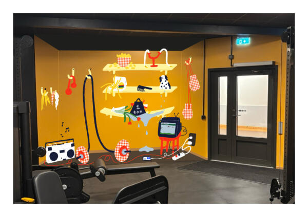 gym hund glass träning musik vikt 