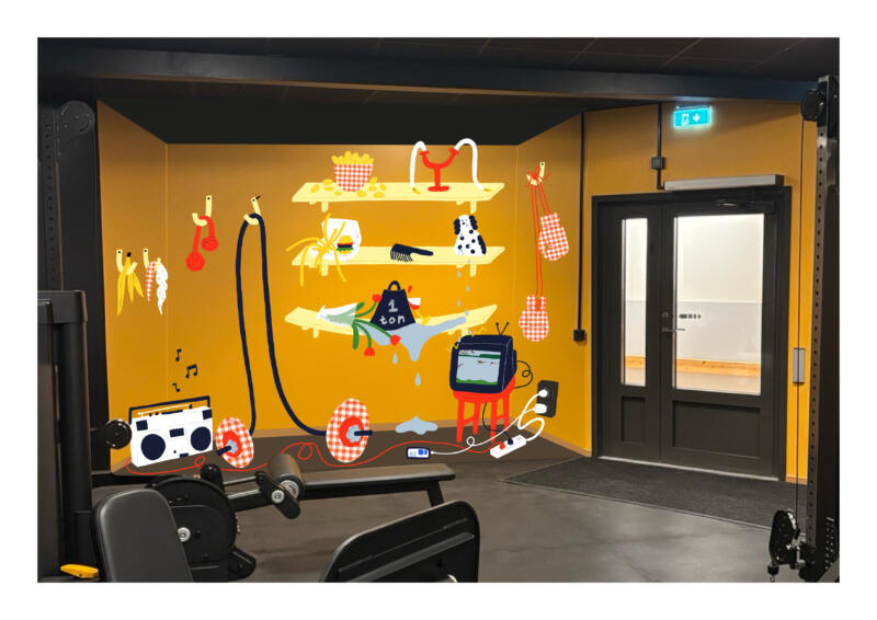 gym hund glass träning musik vikt 