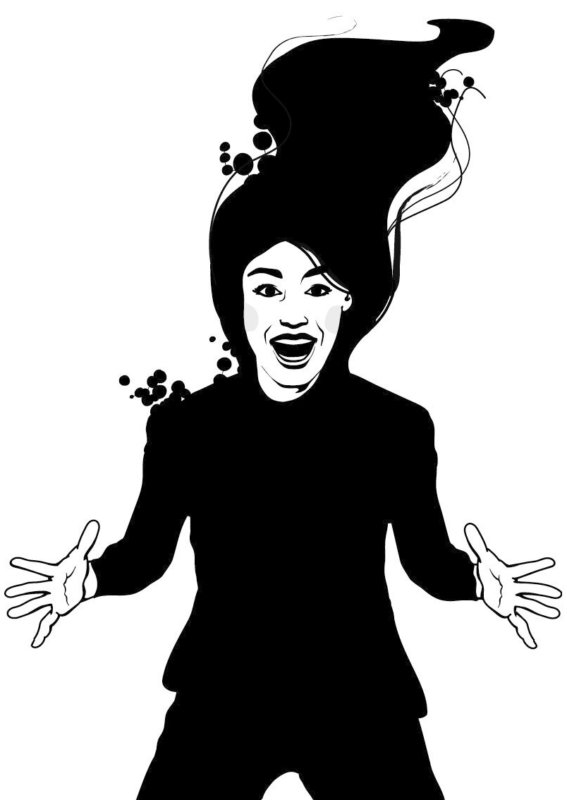 Illustration av en uppspelt person som representerar känslan hybris.