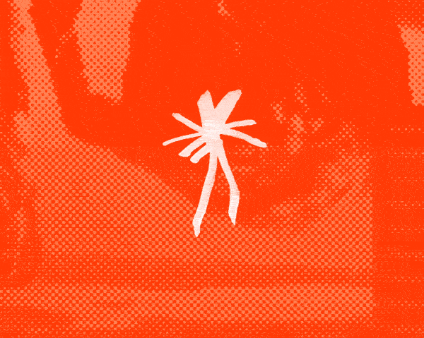 Hand painted 2d-animation of abstract figure walking, spinning and flying.