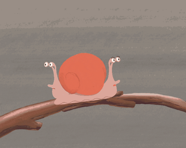 2d-animation loop of 2 snails with red shells that pass by on valentines day.