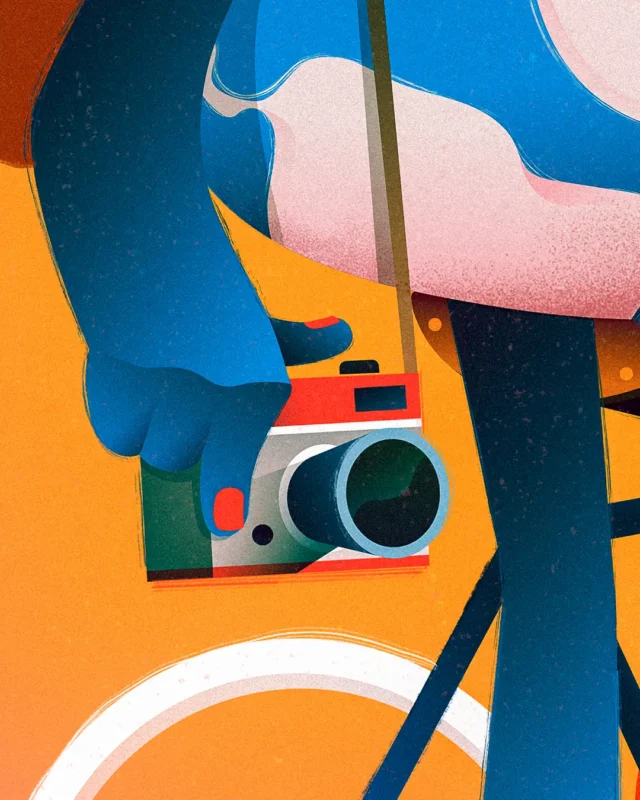 Illustration av [jordglob på cykel] av Rickard Grönkvist
